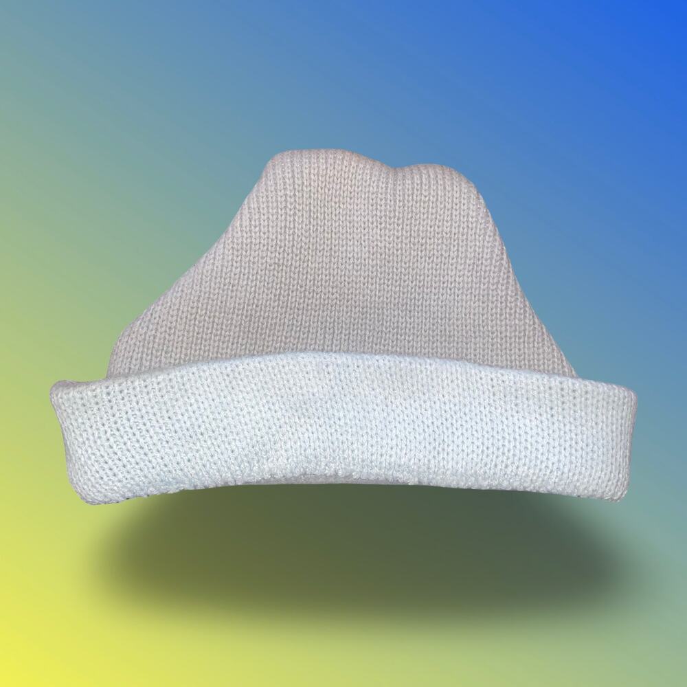 Hermans World of Sporting Goods 100% Wool Knit Hat Gray 3 Point Watch Cap VTG